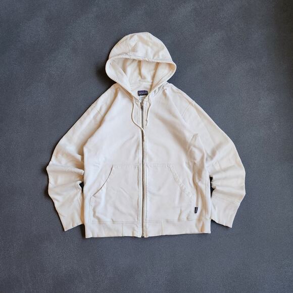 Patagonia White Waffle Thermal Lined Full Zip Men Hoodie Small - Picture 1 of 8